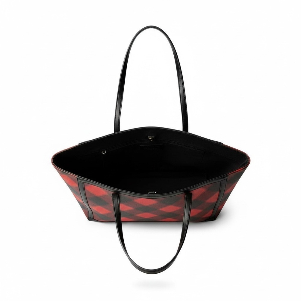 Victoria's Secret Red Black Checkered Tote Bag - Picture 3 of 7